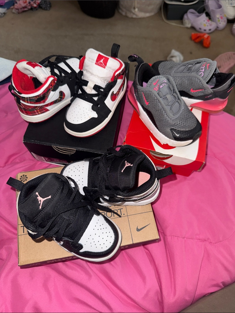 Nike Kids' High-Top Sneakers in Black, White & Red